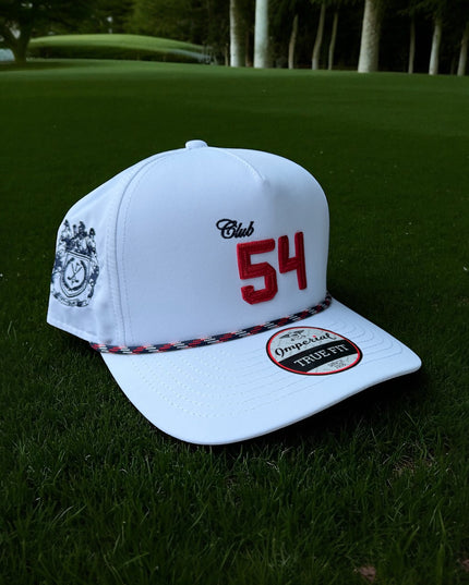 Block Text Performance Hat White/Navy/Red Rope