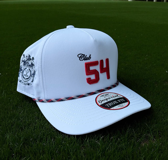 Block Text Performance Hat White/Navy/Red Rope