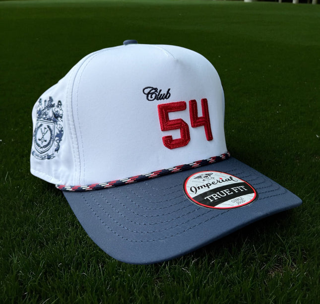 Block Text Performance Hat White/Navy Two Tone